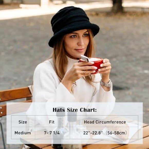Wool Cloche Bucket Hat Elegant Vintage Fedora Winter Travel Crushable main image 5